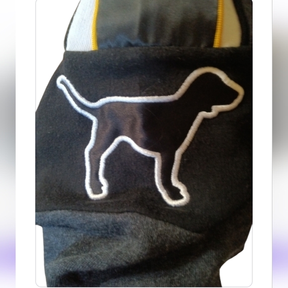 PINK VS Sherpa Lined Campus Tunic Pullover Satin Dog Hoodie Gray - Picture 6 of 8